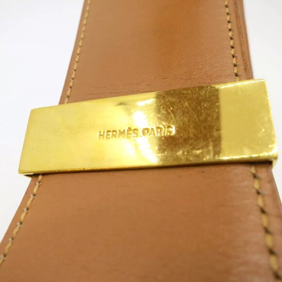 Authentic HERMES Medor Size:70cm/27inch Circle in O Belt Brown Leather main image 5
